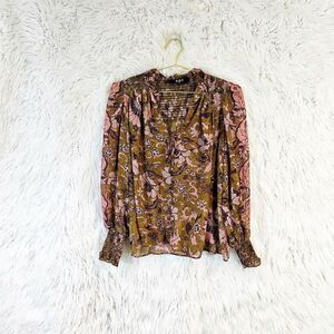 o.p.t Women's Floral Long Sleeve Blouse metallic boho